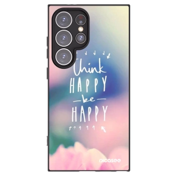 Picasee Μαύρη θήκη σιλικόνης για Samsung Galaxy S24 Ultra S928B 5G - Think happy be happy