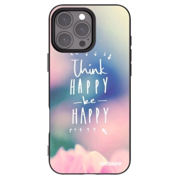 Picasee Μαύρη θήκη σιλικόνης για Apple iPhone 16 Pro Max - Think happy be happy