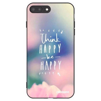 Picasee Μαύρη θήκη σιλικόνης για Apple iPhone 7 Plus - Think happy be happy