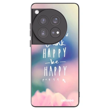 Picasee Μαύρη θήκη σιλικόνης για OnePlus 12 5G - Think happy be happy