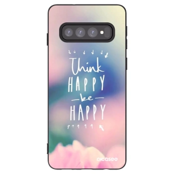 Picasee Μαύρη θήκη σιλικόνης για Samsung Galaxy S10 G973 - Think happy be happy