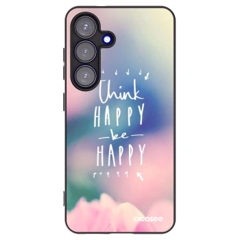 Picasee Μαύρη θήκη σιλικόνης για Samsung Galaxy S25 5G - Think happy be happy