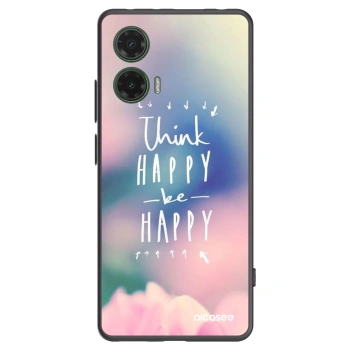 Picasee Μαύρη θήκη σιλικόνης για Motorola Moto G35 5G - Think happy be happy