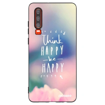 Picasee Μαύρη θήκη σιλικόνης για Huawei P30 - Think happy be happy