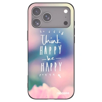 Picasee Μαύρη θήκη σιλικόνης για Apple iPhone 17 Pro Max - Think happy be happy