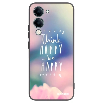 Picasee Μαύρη θήκη σιλικόνης για Vivo Y29s 5G - Think happy be happy