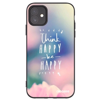 Picasee Μαύρη θήκη σιλικόνης για Apple iPhone 11 - Think happy be happy