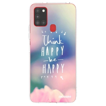 Picasee διαφανής θήκη σιλικόνης Samsung Galaxy A21s - Think happy be happy