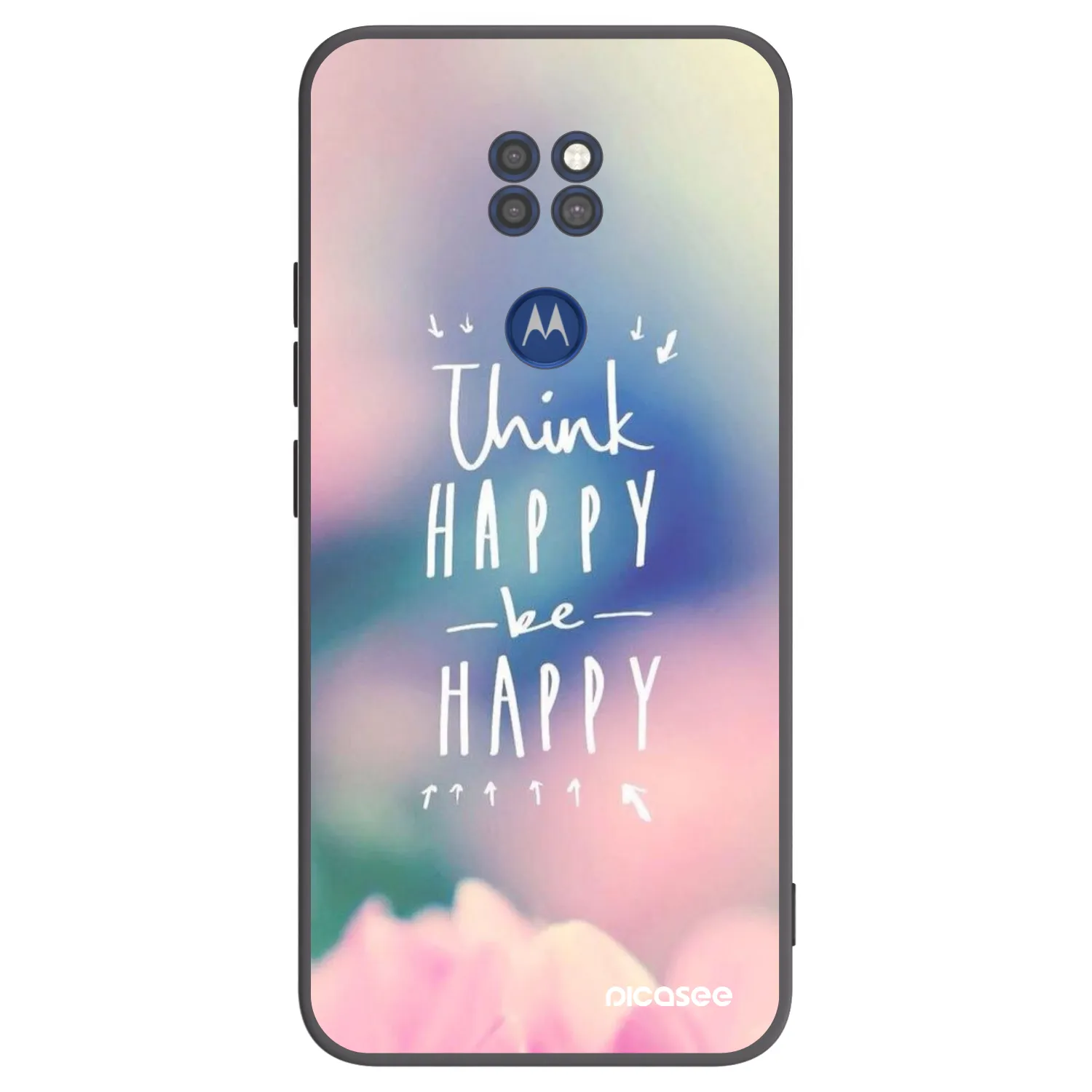 Picasee Μαύρη θήκη σιλικόνης για Motorola Moto G9 Play - Think happy be happy