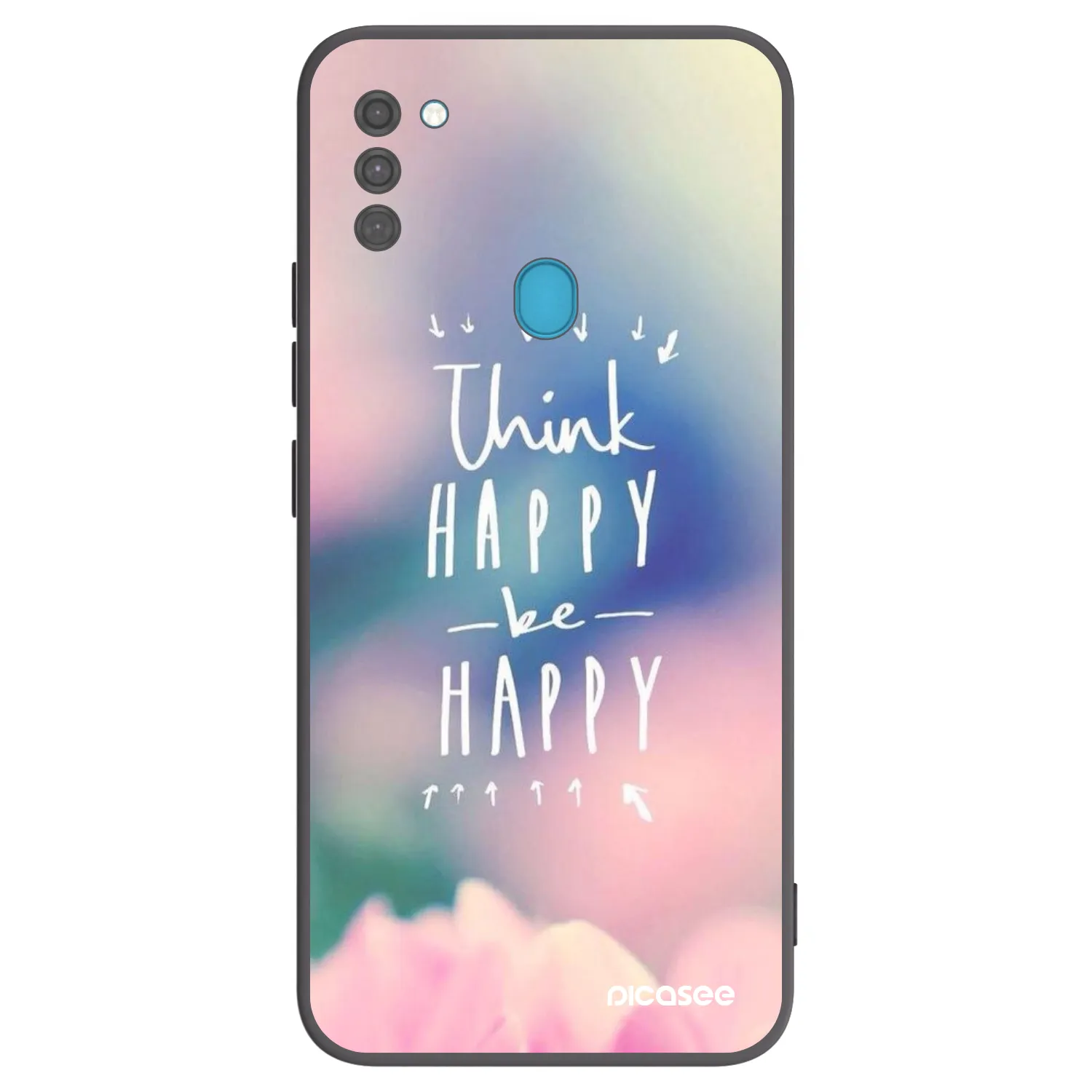 Picasee Μαύρη θήκη σιλικόνης για Samsung Galaxy M11 - Think happy be happy