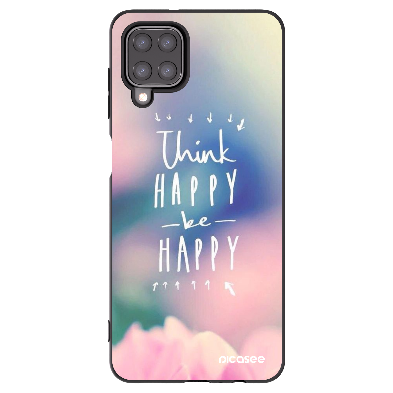 Picasee Μαύρη θήκη σιλικόνης για Samsung Galaxy A12 A125F - Think happy be happy