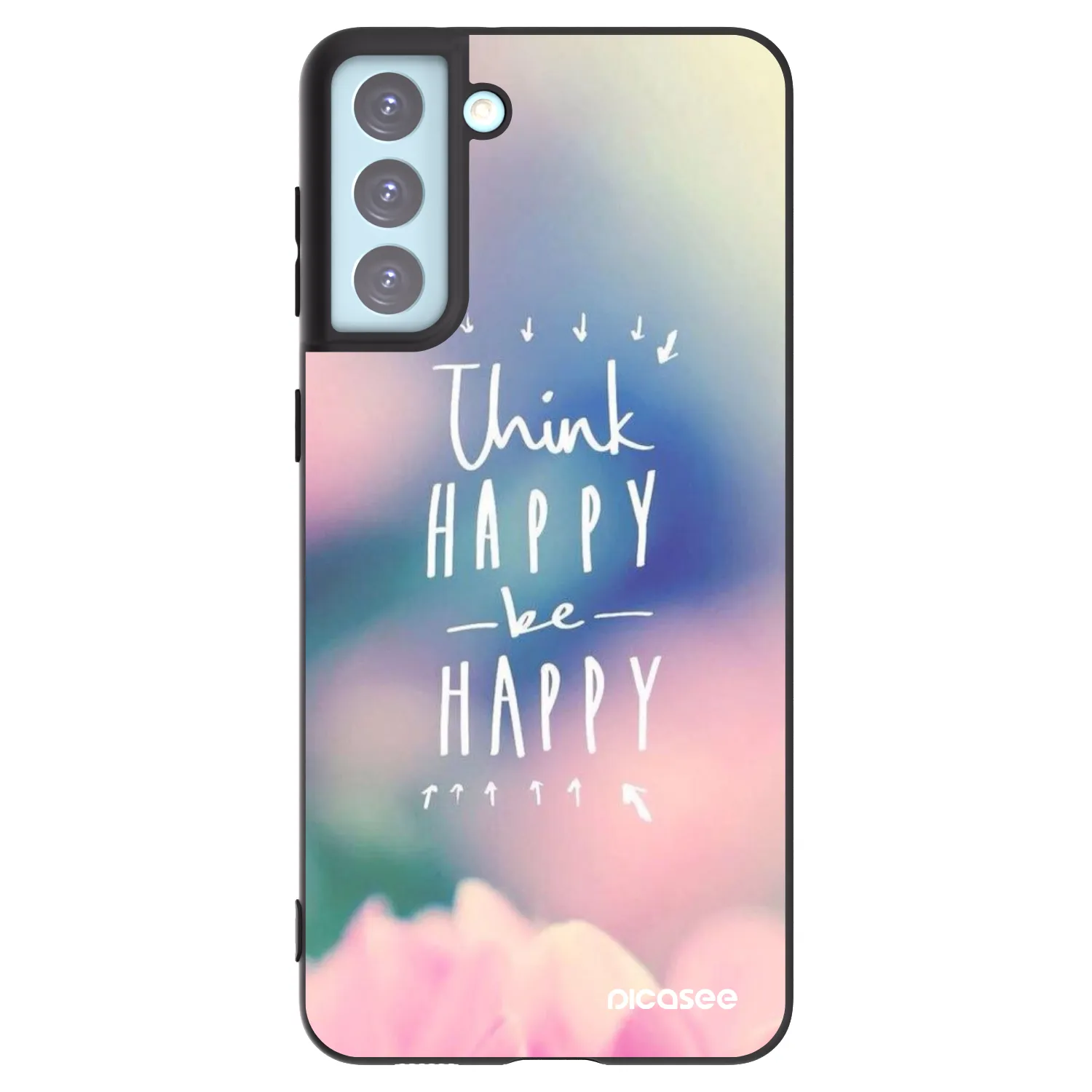Picasee Μαύρη θήκη σιλικόνης για Samsung Galaxy S21+ 5G G996F - Think happy be happy