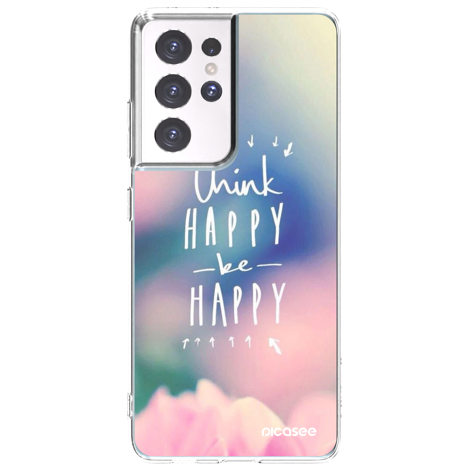 Picasee διαφανής θήκη σιλικόνης Samsung Galaxy S21 Ultra 5G G998B - Think happy be happy