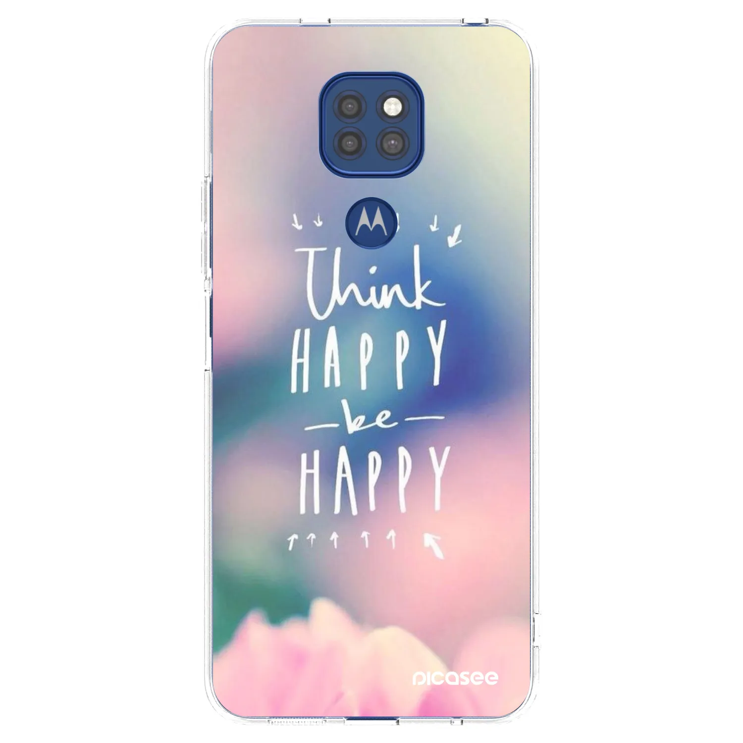 Picasee διαφανής θήκη σιλικόνης Motorola Moto G9 Play - Think happy be happy