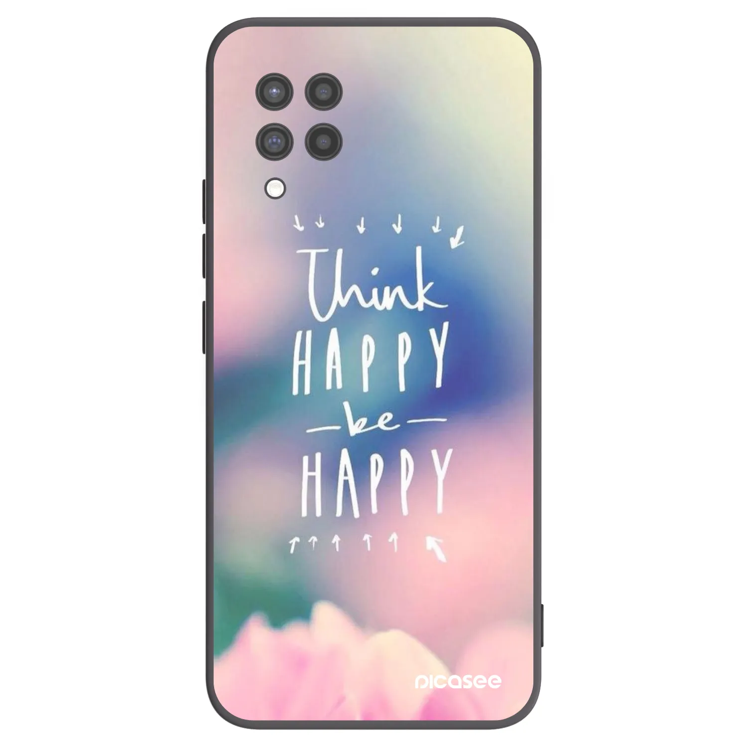 Picasee Μαύρη θήκη σιλικόνης για Samsung Galaxy A42 A426B - Think happy be happy
