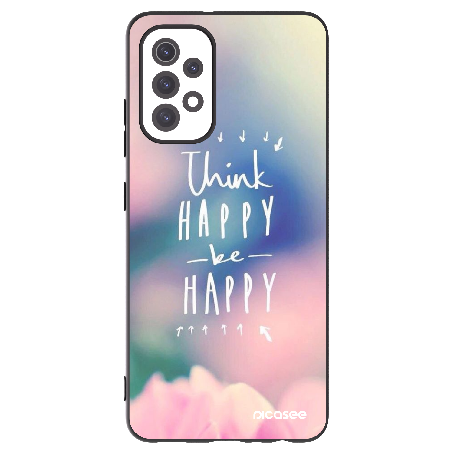 Picasee Μαύρη θήκη σιλικόνης για Samsung Galaxy A32 5G A326B - Think happy be happy