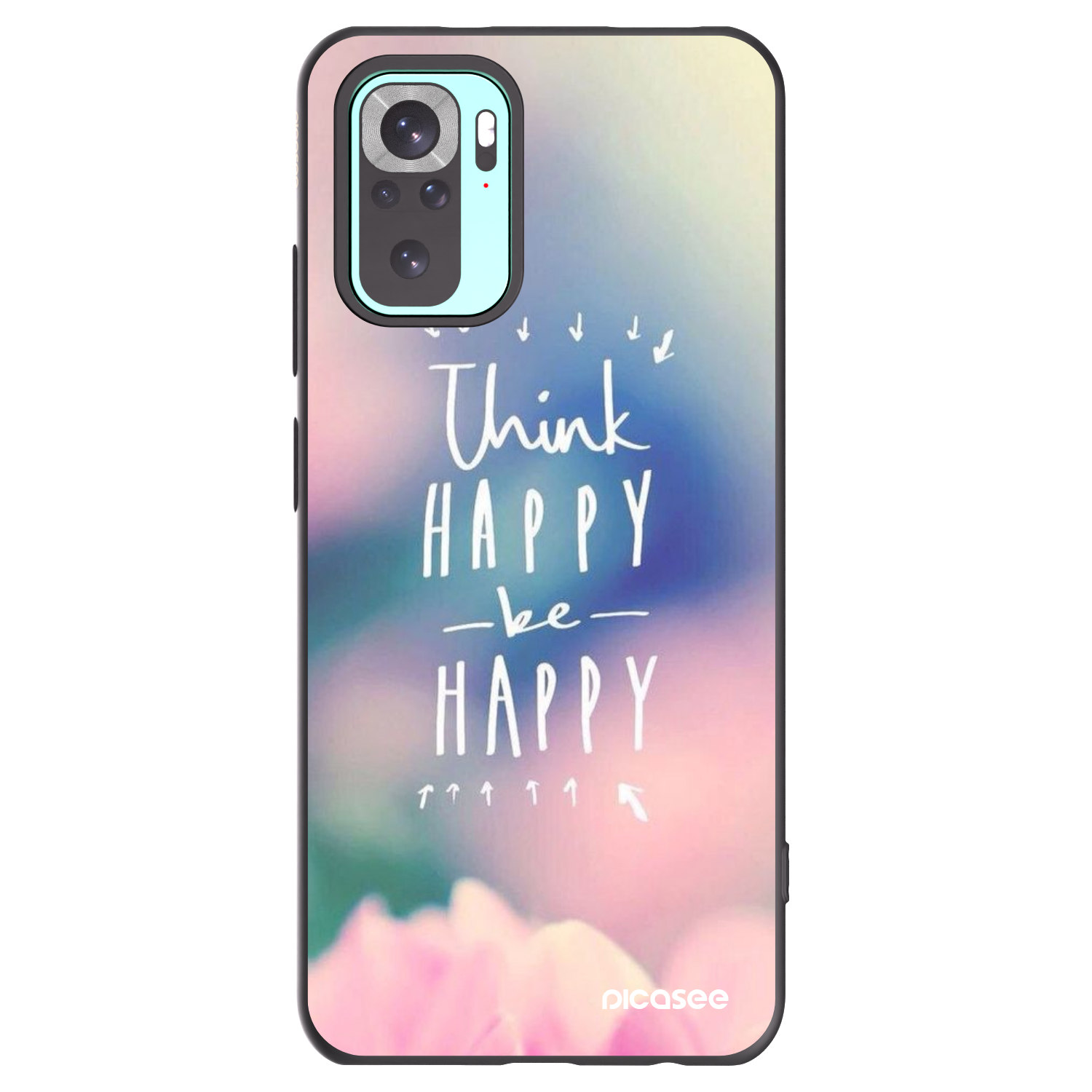 Picasee Μαύρη θήκη σιλικόνης για Xiaomi Redmi Note 10 Pro - Think happy be happy