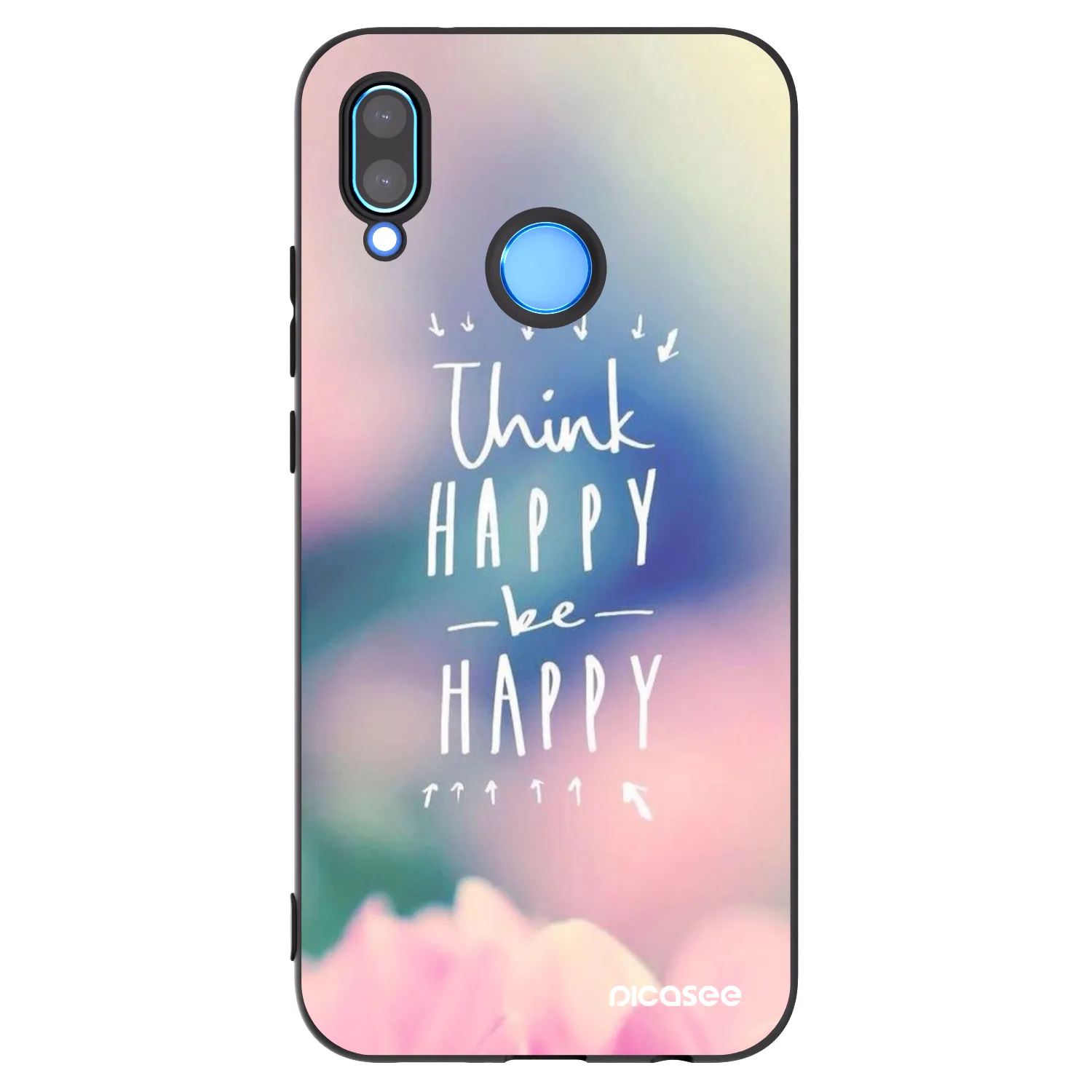 Picasee Μαύρη θήκη σιλικόνης για Huawei P20 Lite - Think happy be happy