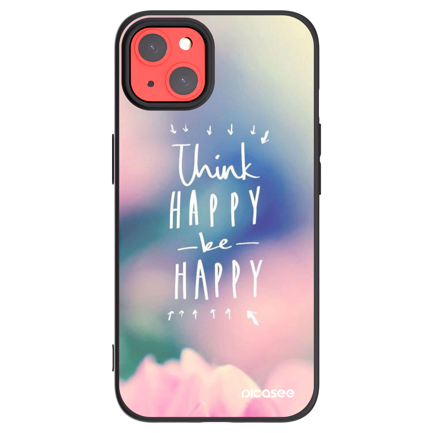 Picasee Μαύρη θήκη σιλικόνης για Apple iPhone 13 - Think happy be happy