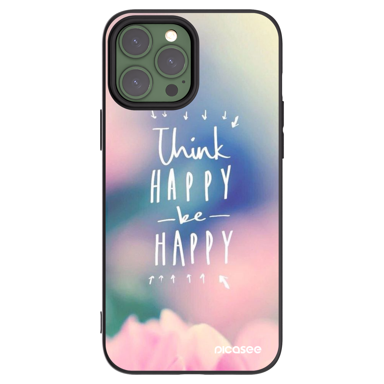 Picasee Μαύρη θήκη σιλικόνης για Apple iPhone 13 Pro Max - Think happy be happy