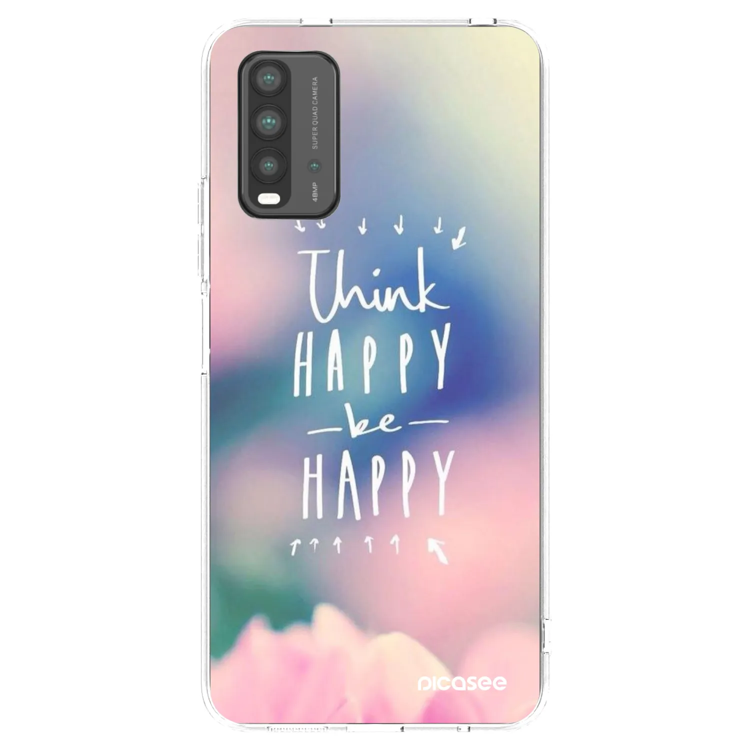 Picasee Μαύρη θήκη σιλικόνης για Xiaomi Redmi 9T - Think happy be happy