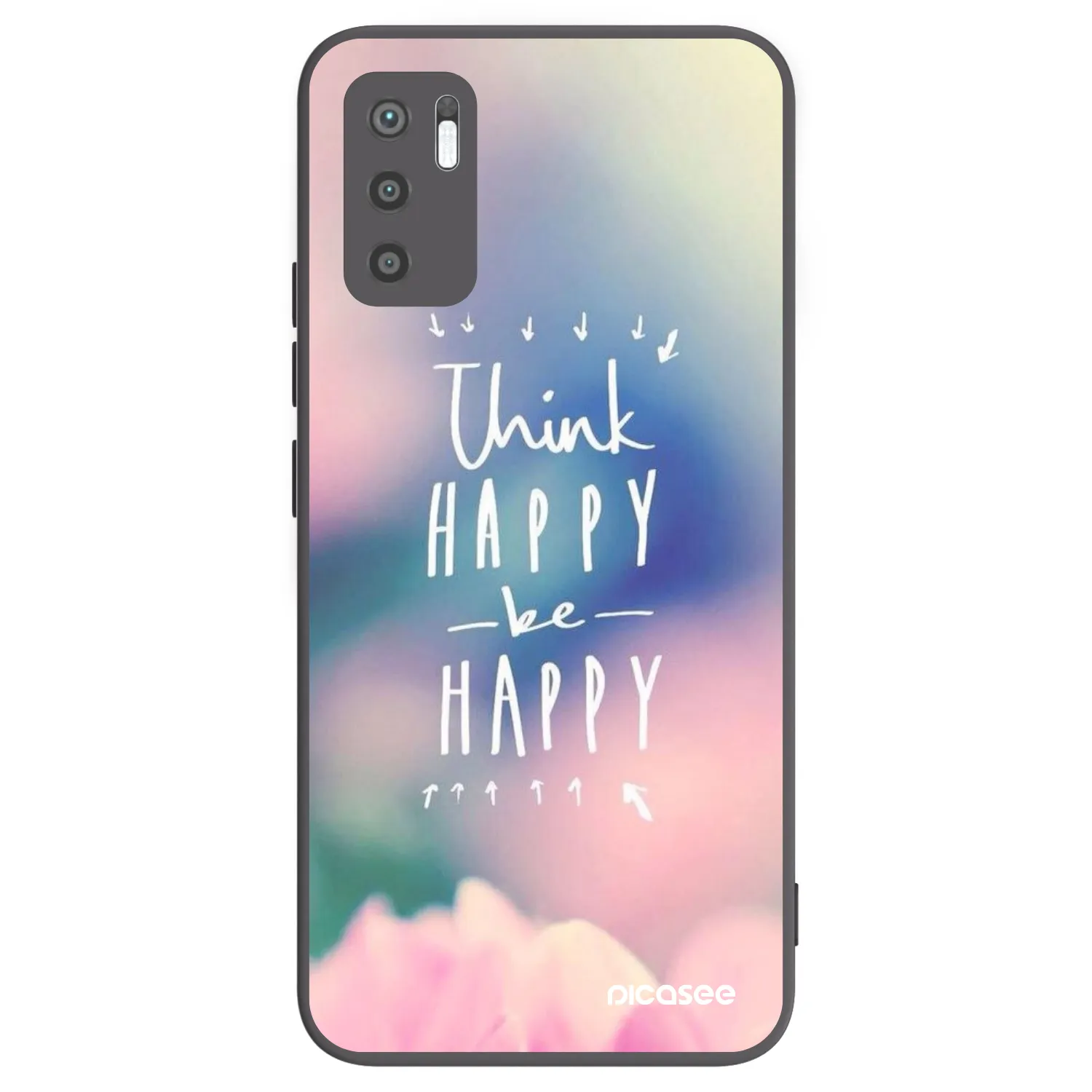 Picasee Μαύρη θήκη σιλικόνης για Xiaomi Redmi Note 10 5G - Think happy be happy