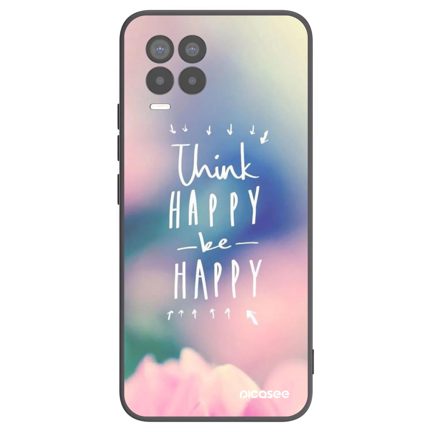 Picasee Μαύρη θήκη σιλικόνης για Realme 8 Pro - Think happy be happy