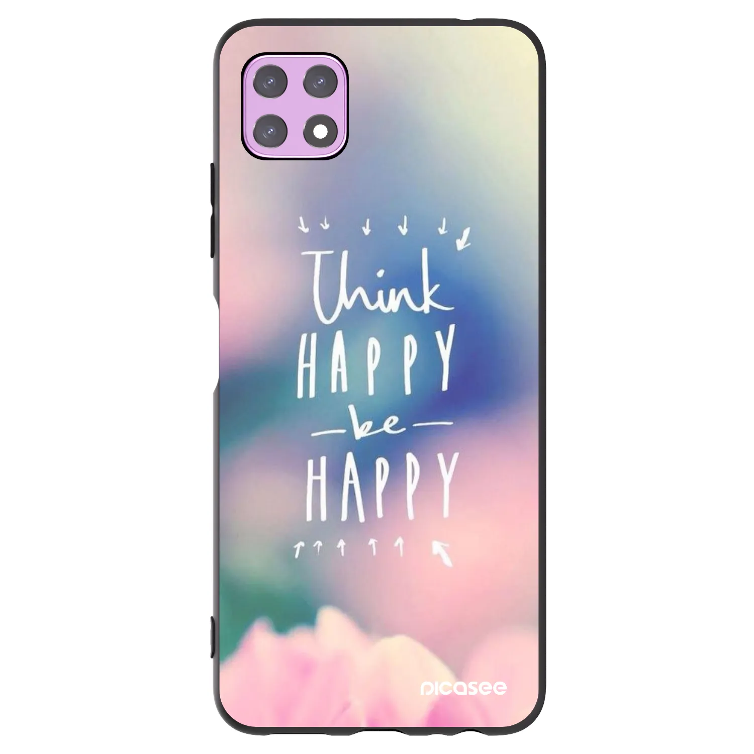 Picasee Μαύρη θήκη σιλικόνης για Samsung Galaxy A22 A226B 5G - Think happy be happy