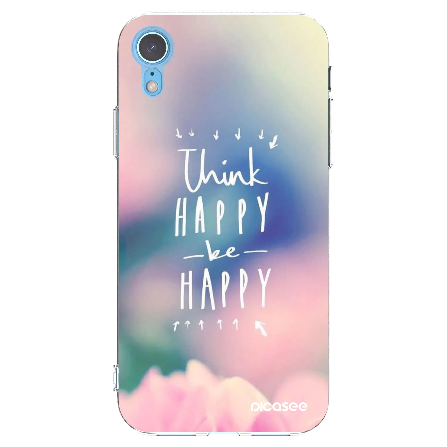 Picasee διαφανής θήκη σιλικόνης Apple iPhone XR - Think happy be happy
