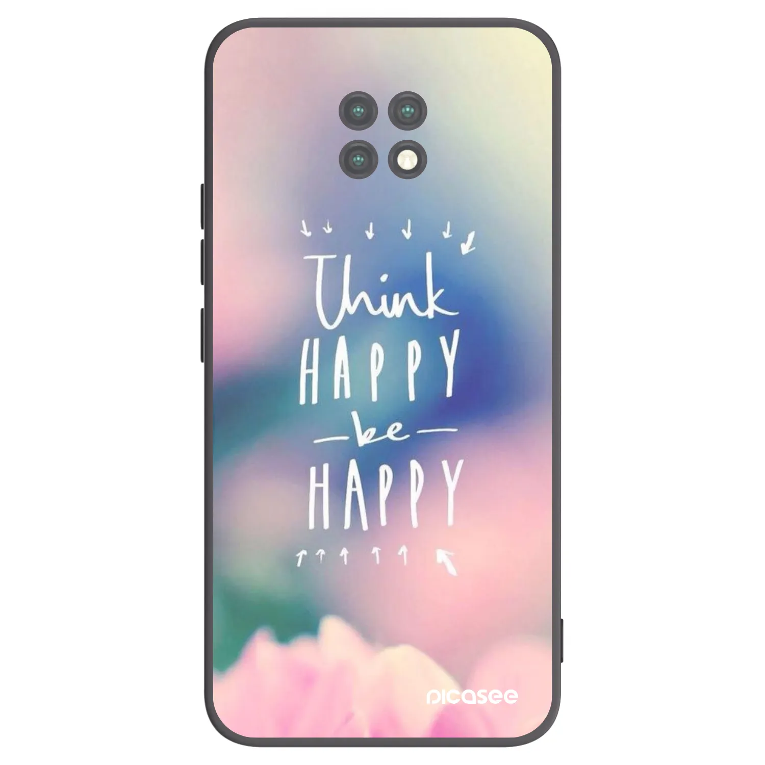 Picasee Μαύρη θήκη σιλικόνης για Xiaomi Redmi Note 9T - Think happy be happy