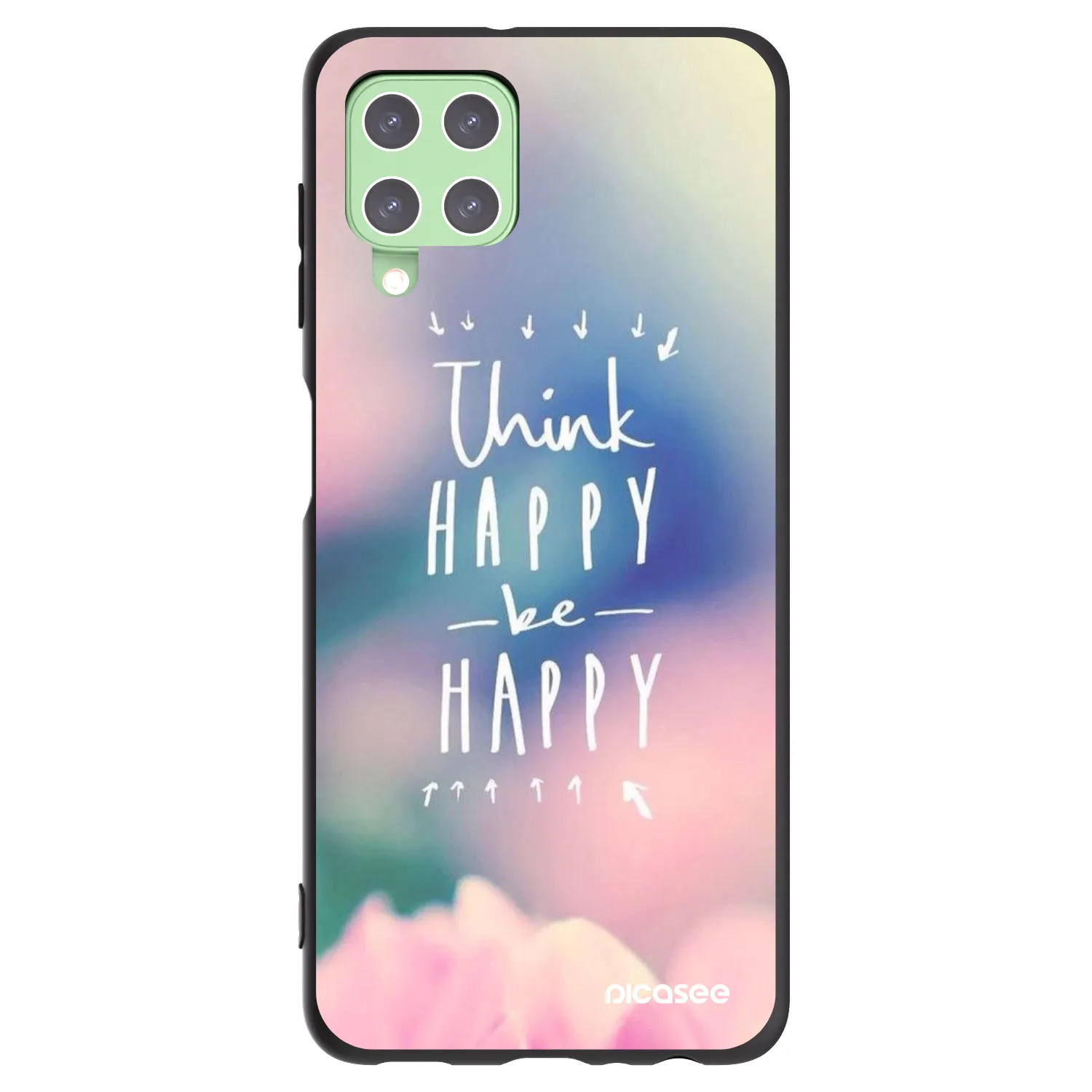 Picasee Μαύρη θήκη σιλικόνης για Samsung Galaxy A22 A225F 4G - Think happy be happy