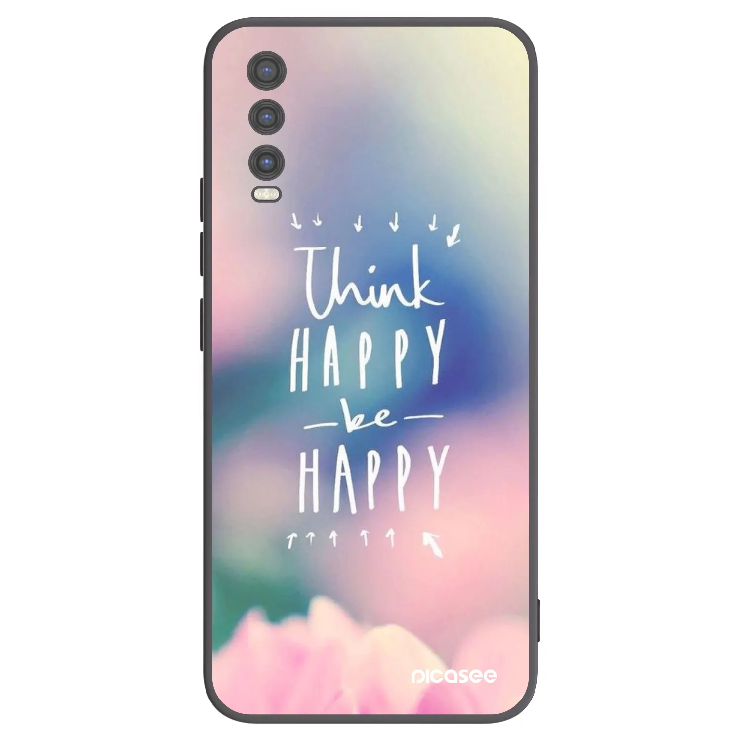 Picasee Μαύρη θήκη σιλικόνης για Vivo Y20s - Think happy be happy