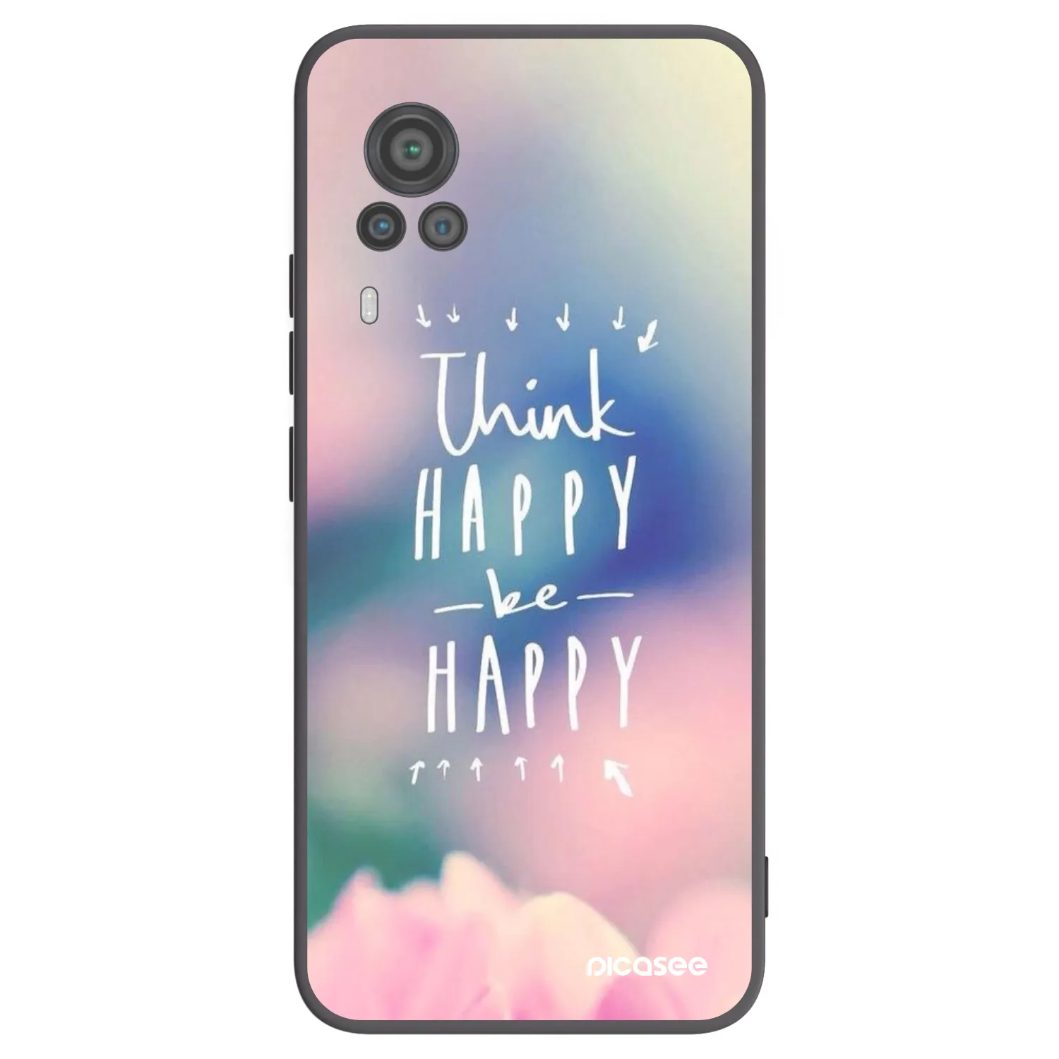 Picasee Μαύρη θήκη σιλικόνης για Vivo X60 Pro 5G - Think happy be happy