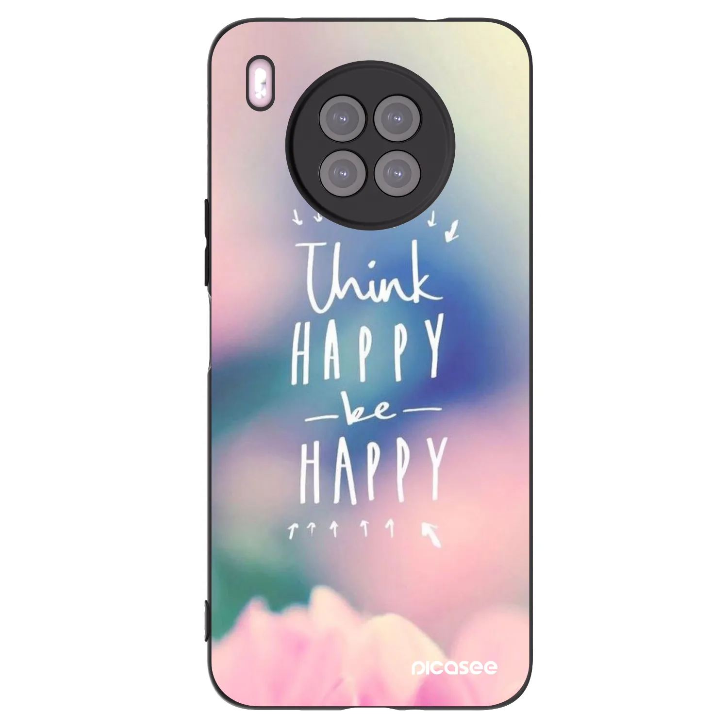 Picasee Μαύρη θήκη σιλικόνης για Huawei Nova 8i - Think happy be happy