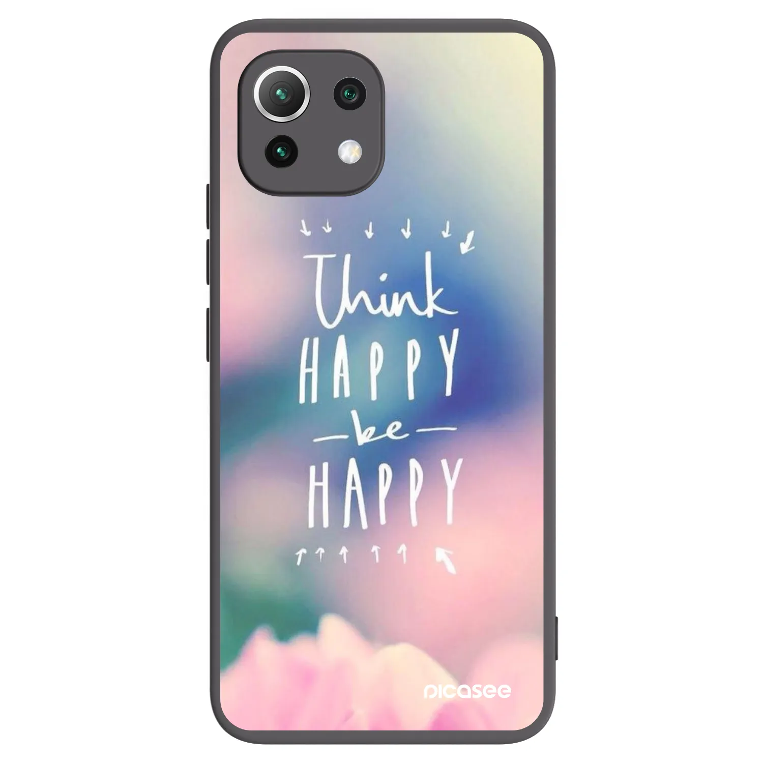 Picasee Μαύρη θήκη σιλικόνης για Xiaomi 11 Lite 5G NE - Think happy be happy