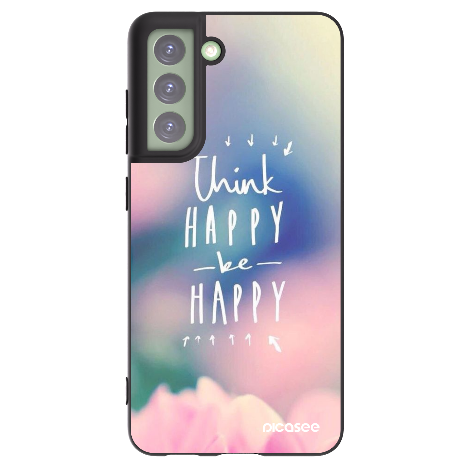 Picasee Μαύρη θήκη σιλικόνης για Samsung Galaxy S21 FE 5G - Think happy be happy