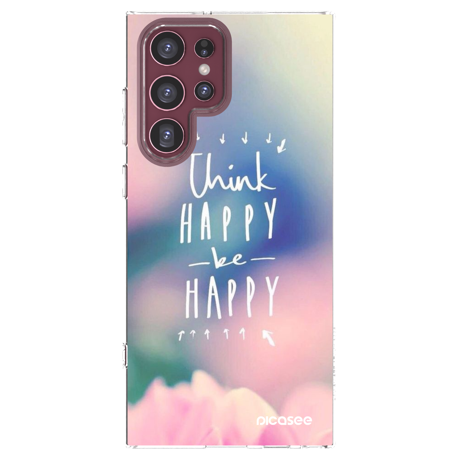 Picasee διαφανής θήκη σιλικόνης Samsung Galaxy S22 Ultra 5G - Think happy be happy