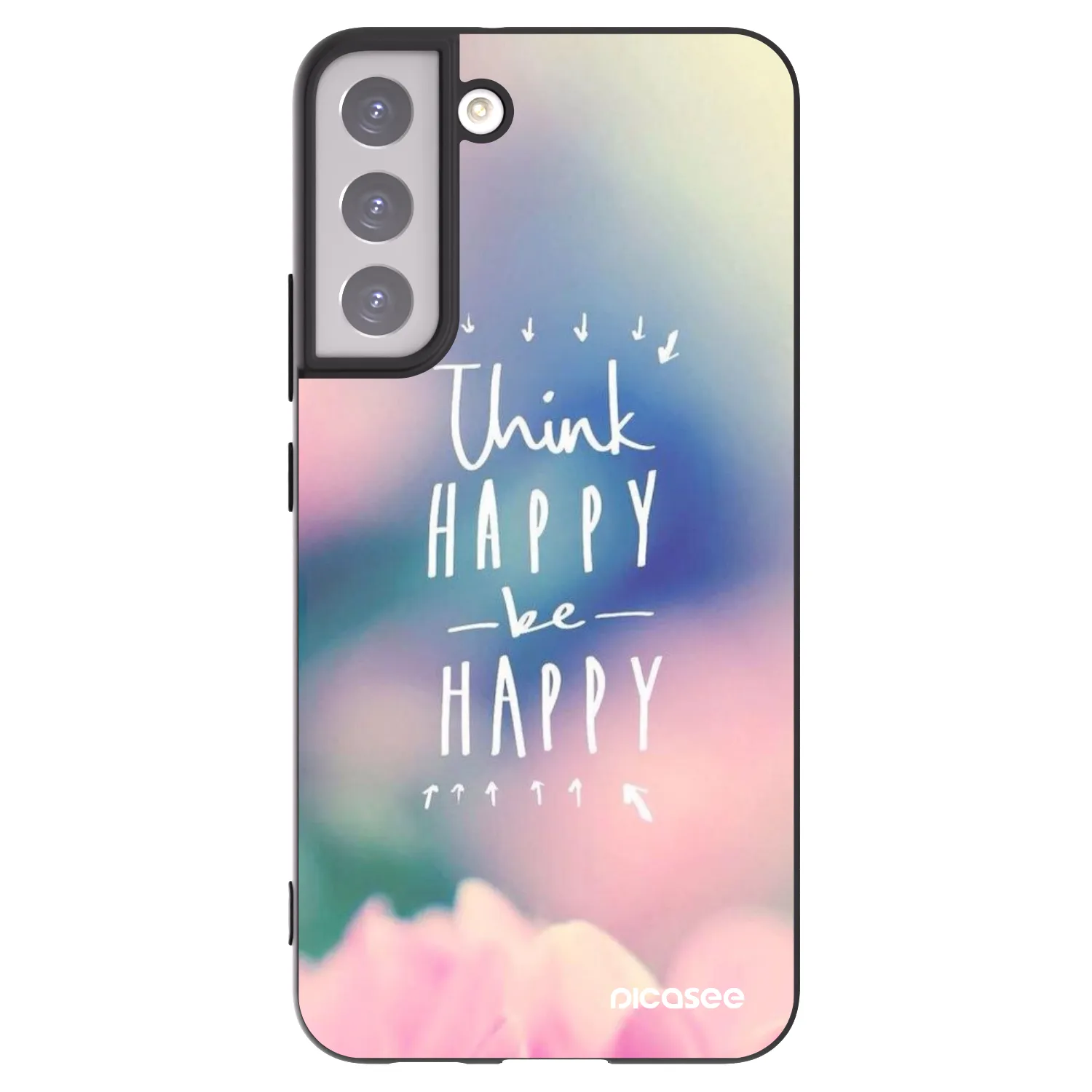Picasee Μαύρη θήκη σιλικόνης για Samsung Galaxy S22+ 5G - Think happy be happy