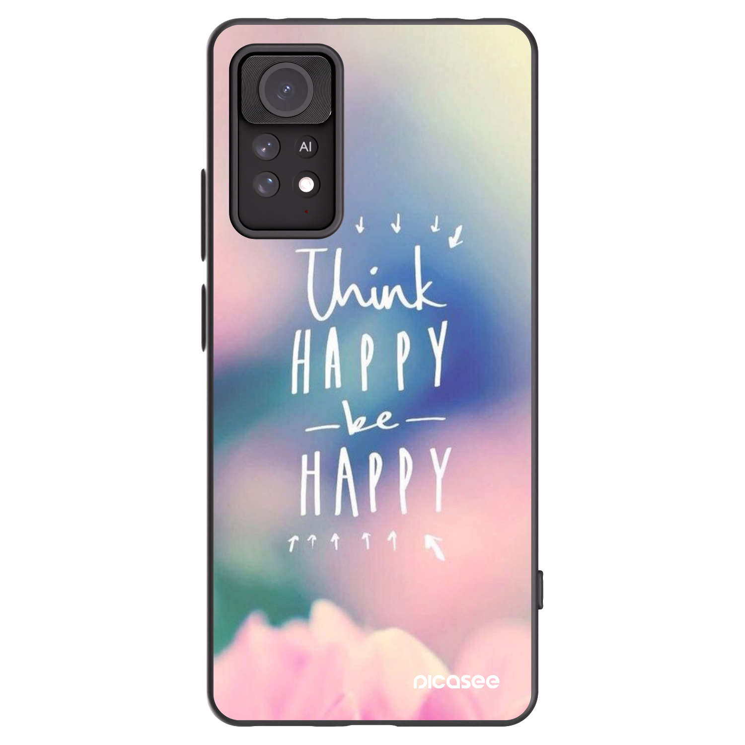 Picasee Μαύρη θήκη σιλικόνης για Xiaomi Redmi Note 11 Pro - Think happy be happy