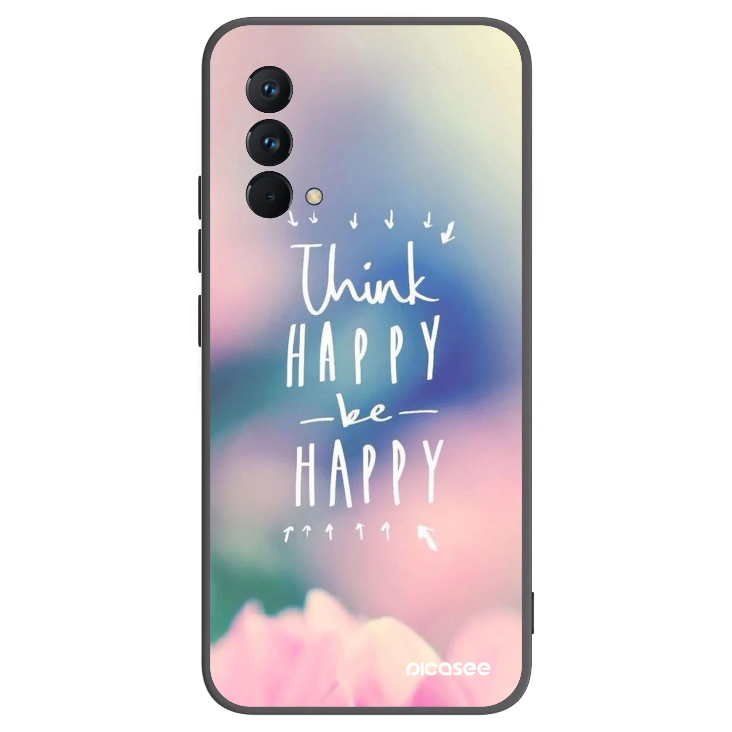 Picasee Μαύρη θήκη σιλικόνης για Realme GT Master Edition 5G - Think happy be happy