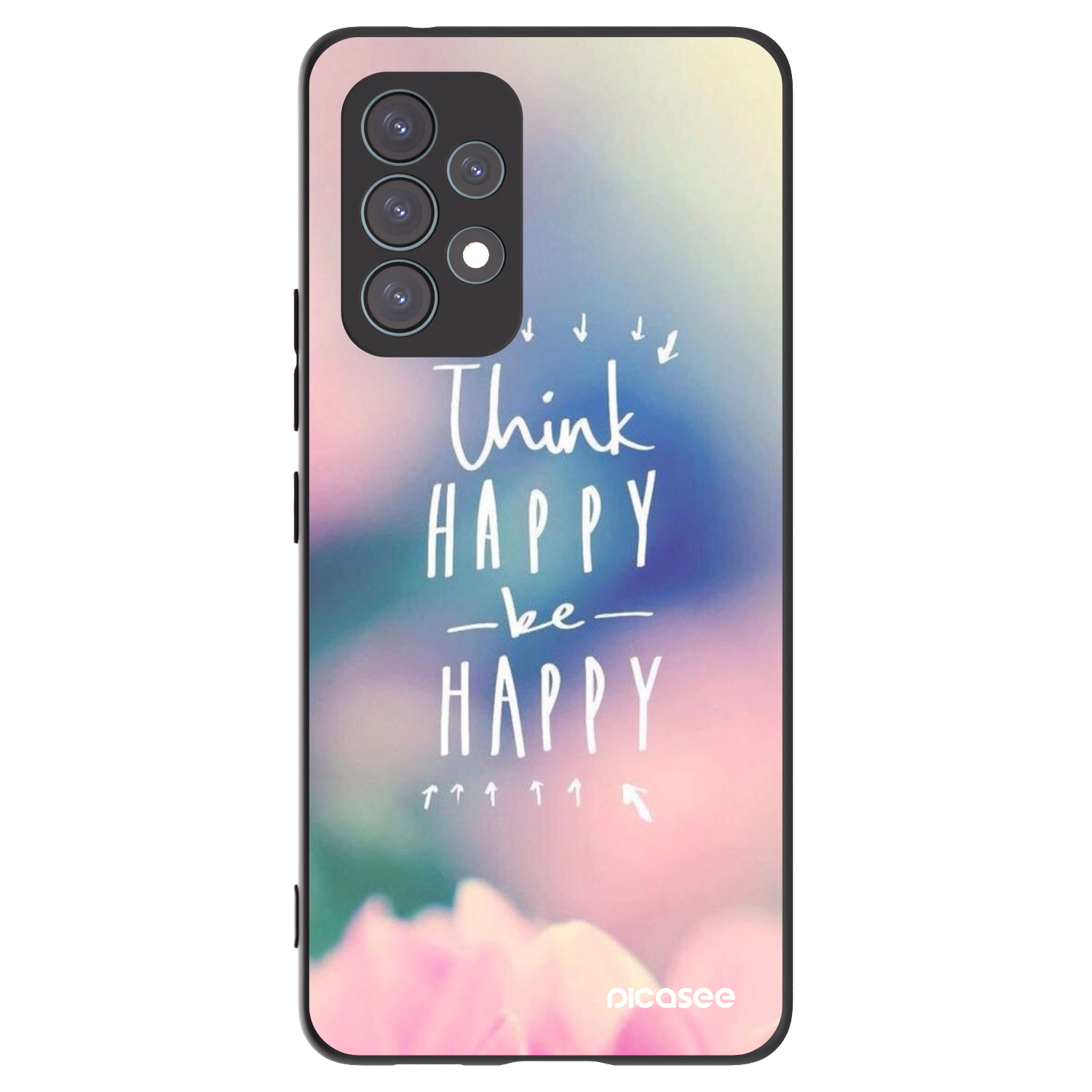 Picasee Μαύρη θήκη σιλικόνης για Samsung Galaxy A53 5G A536 - Think happy be happy