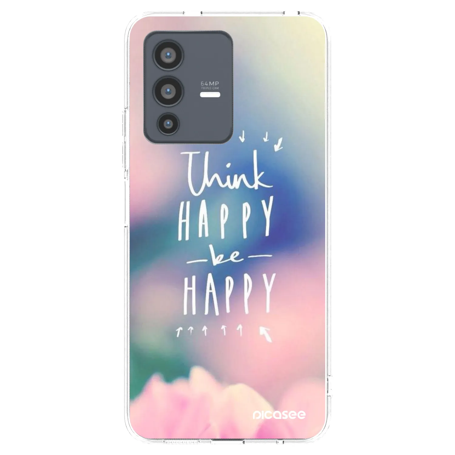 Picasee διαφανής θήκη σιλικόνης Vivo V23 5G - Think happy be happy