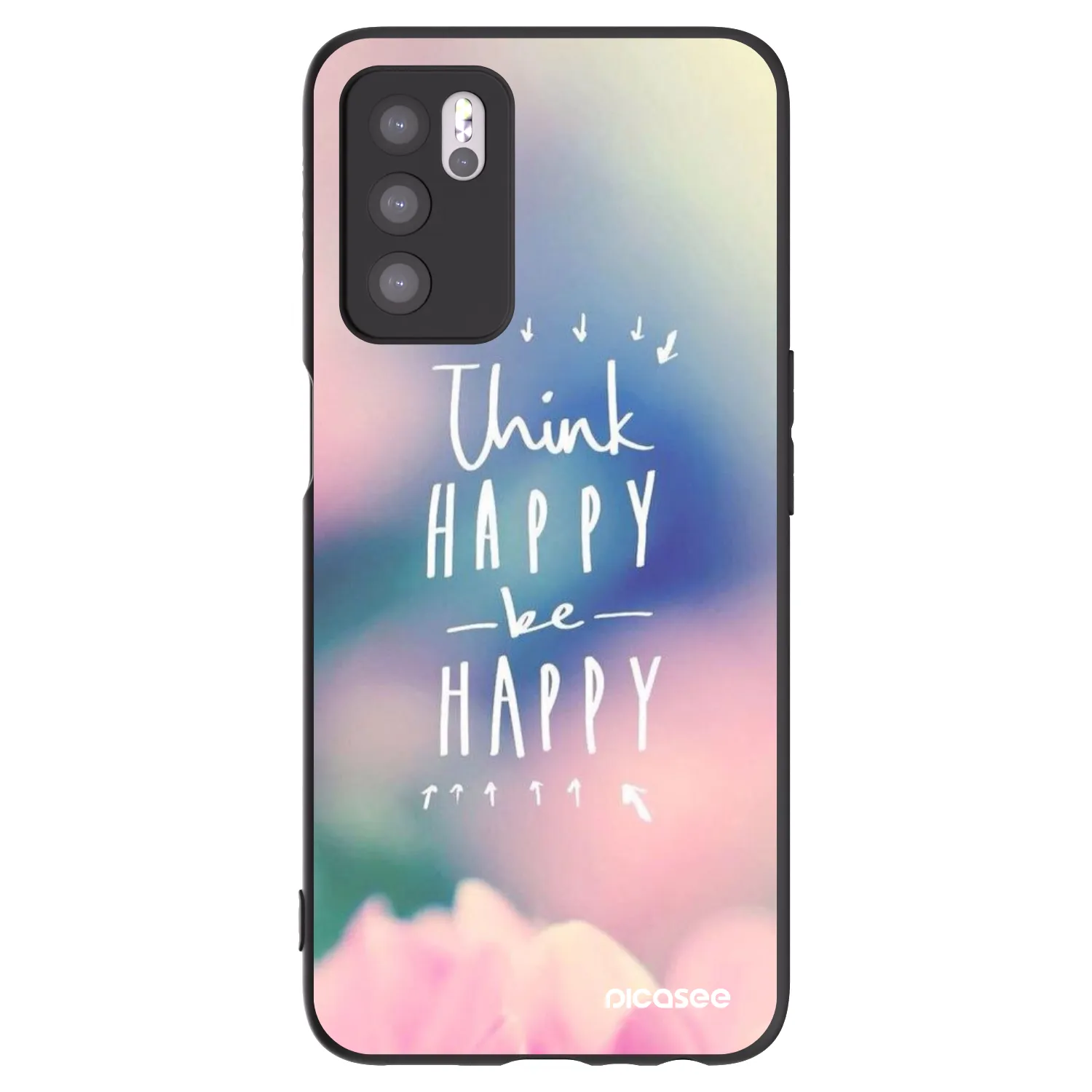 Picasee Μαύρη θήκη σιλικόνης για OPPO A16 - Think happy be happy