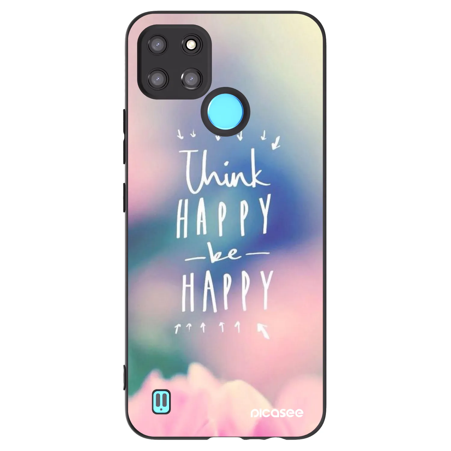 Picasee Μαύρη θήκη σιλικόνης για Realme C21Y - Think happy be happy
