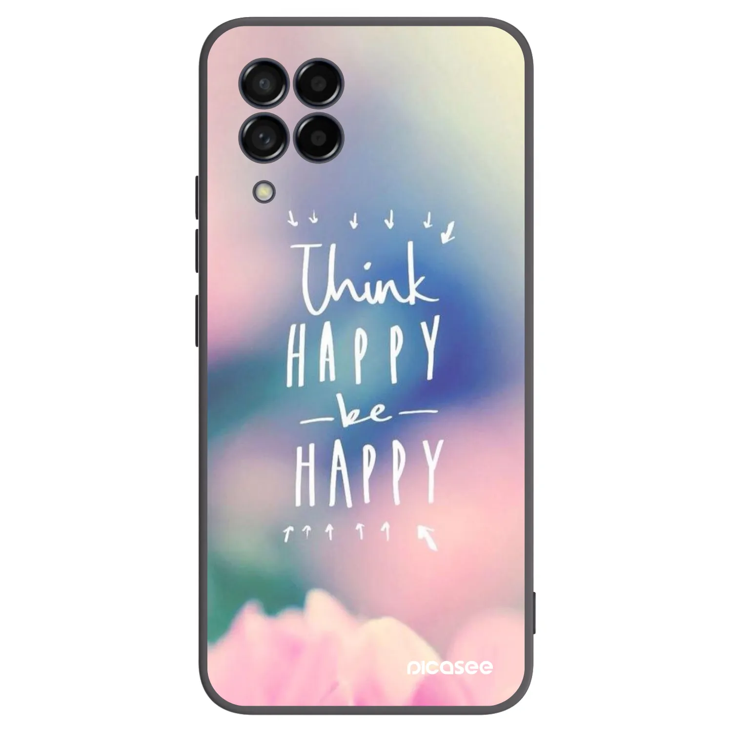 Picasee Μαύρη θήκη σιλικόνης για Samsung Galaxy M53 5G - Think happy be happy