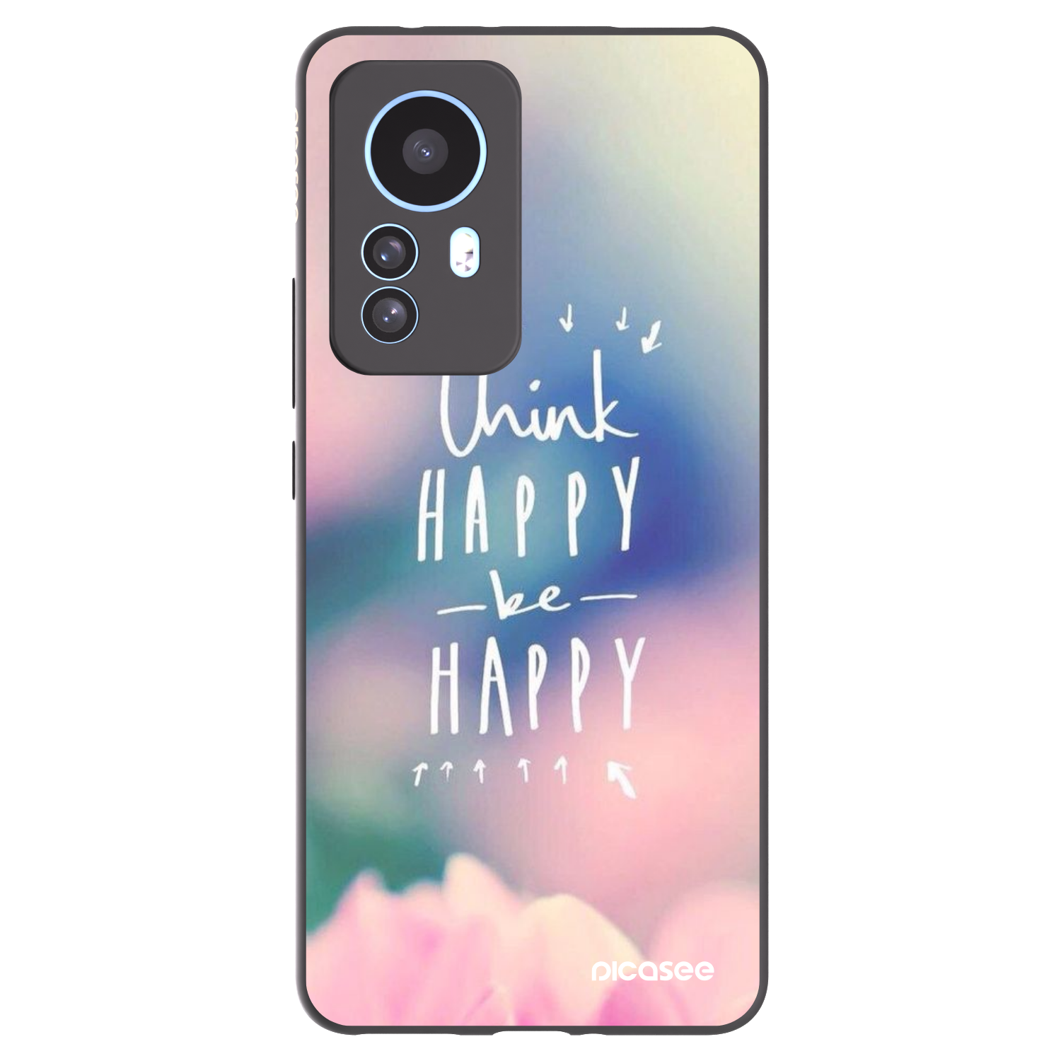 Picasee Μαύρη θήκη σιλικόνης για Xiaomi 12T Pro - Think happy be happy