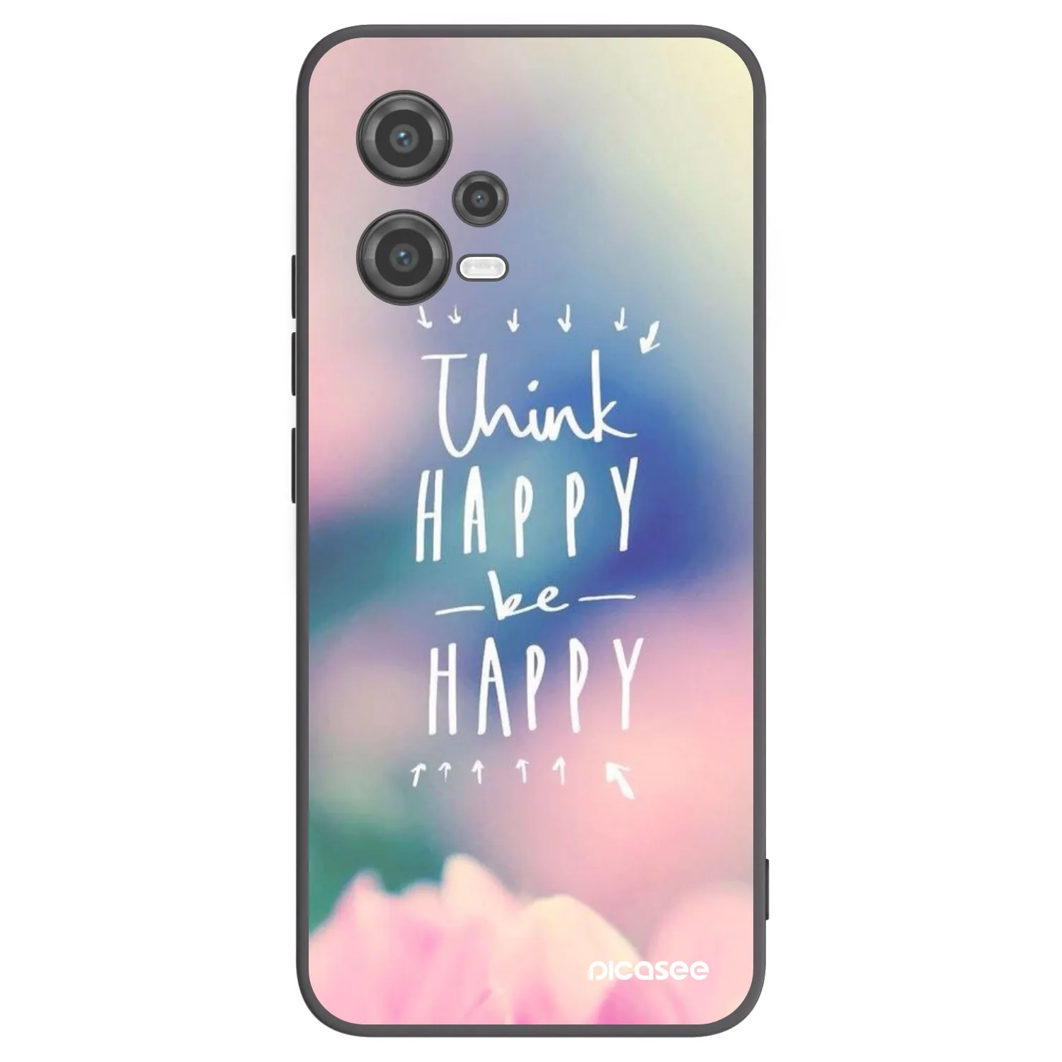 Picasee Μαύρη θήκη σιλικόνης για Xiaomi Poco X5 - Think happy be happy