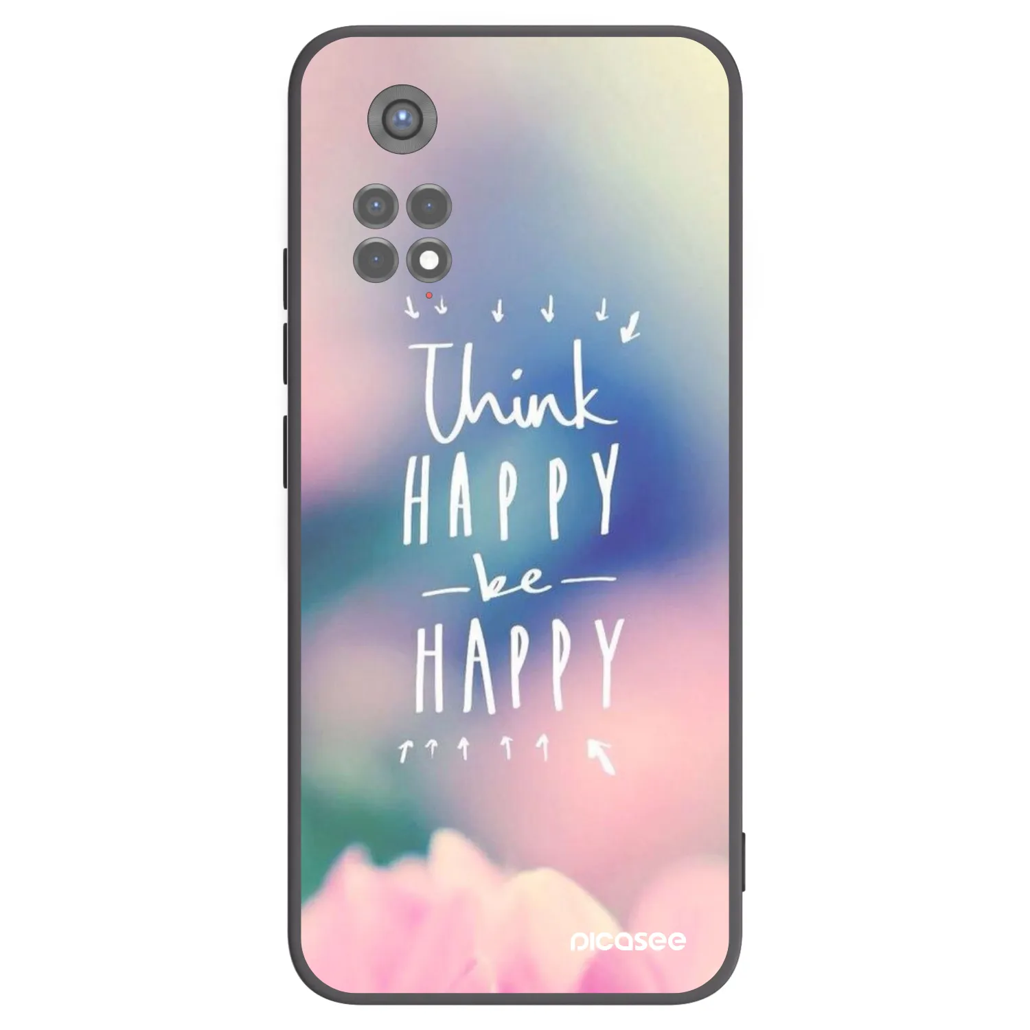 Picasee Μαύρη θήκη σιλικόνης για Xiaomi Redmi Note 11S 5G - Think happy be happy