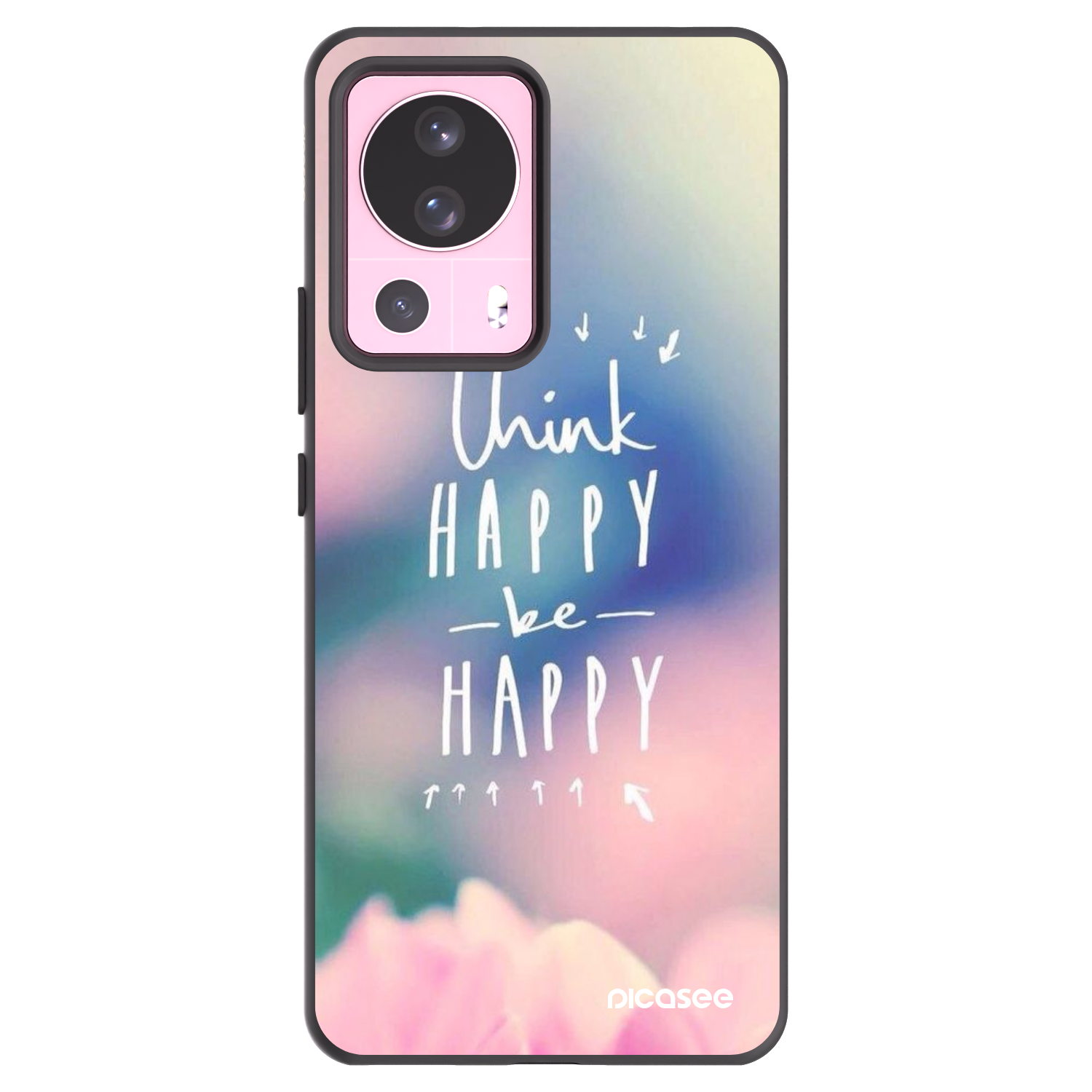 Picasee Μαύρη θήκη σιλικόνης για Xiaomi 13 Lite - Think happy be happy
