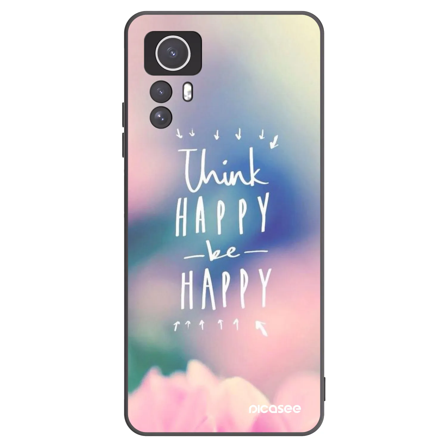 Picasee Μαύρη θήκη σιλικόνης για Xiaomi Redmi Note 12S - Think happy be happy